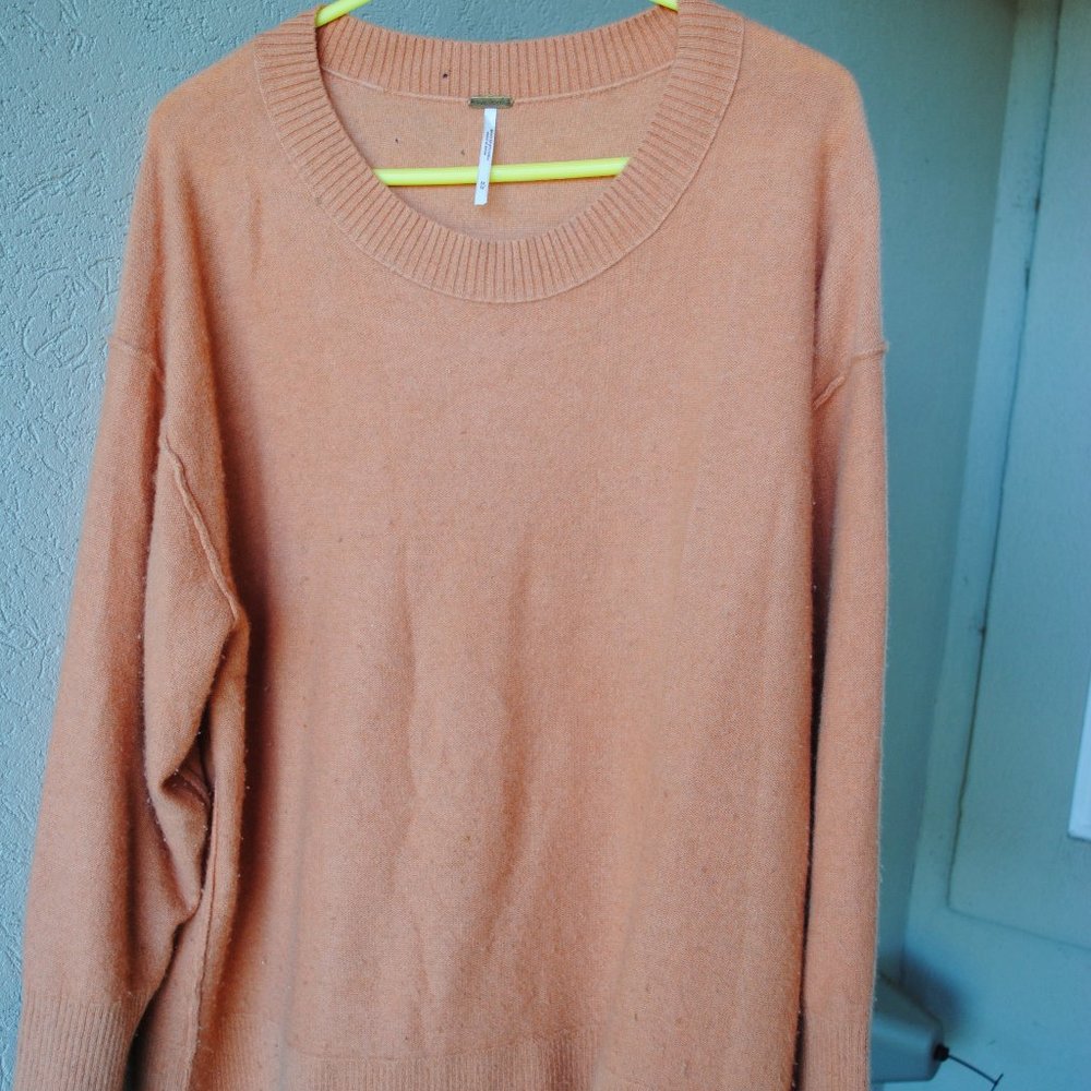 Free People 100% Cashmere Orange Sweater
